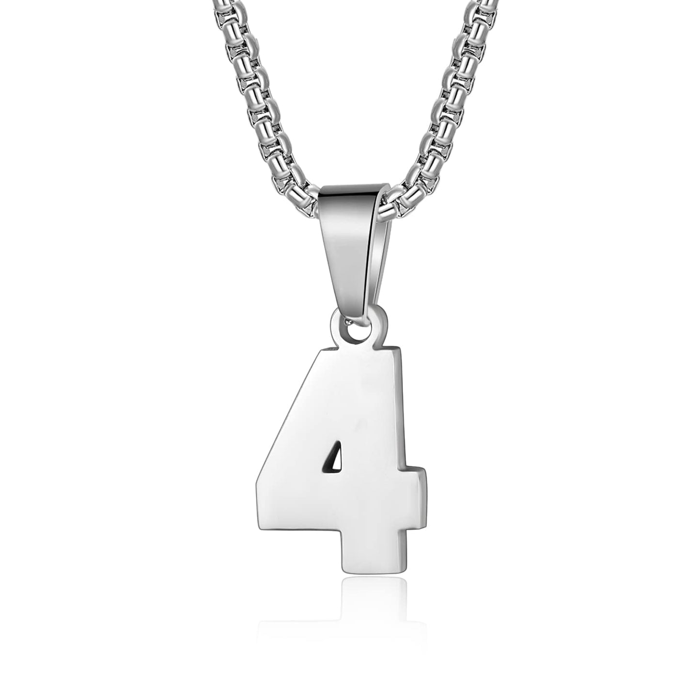Number Necklaces Personalized Necklaces Silver Initial Number Pendant Stainless Steel Chain Movement Necklaces for Men Women (4)