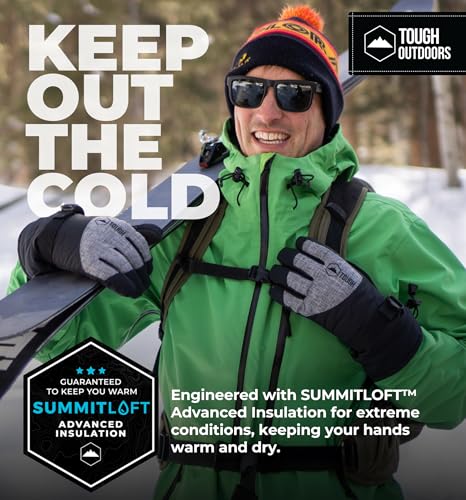 Tough Outdoors Ski Gloves Men Women - Black Snow Ski Gloves Women Men - Adult Ladies Men's Insulated Waterproof Winter Glove