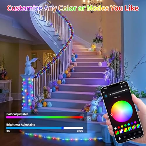 Hozplex 99ft Rope Lights for Outside, 300 LED String Light Outdoor Waterproof Plug in with Remote & APP Control, 16 Millio...