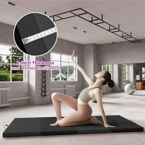 Folding Gymnastics Mat, 6x3Ft/6x2Ft Thick Portable Exercise and Tumbling Pad for Home Gym, Pilates, Aerobics and Martial A...