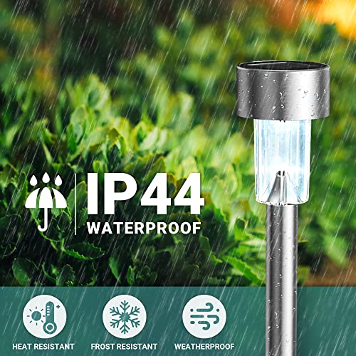 GIGALUMI 16 Pack Solar Lights Outdoor Waterproof,Stainless Steel LED Solar Garden Lights for Patio, Lawn, Yard and Landsca...