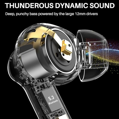 TOZO Hybrid Active Noise Cancelling Wireless Earbuds with 6 Mics AI Clear Call Ear Buds 68H Playtime with LED Display 32 P...