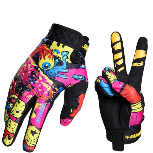 EXCEREY Ghost Eye‌ Cycling MTB Full-Finger Gloves-Touchscreen Compatible Lightweight & Breathable Anti Slip Shock-Absorbin...