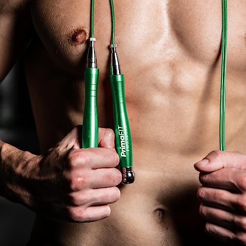 PrimaFIT Jump Rope Pro Speed Skipping Rope Adjustable Adult Jumping Rope Weighted Aluminium Handles for Double Dutch Boxin...