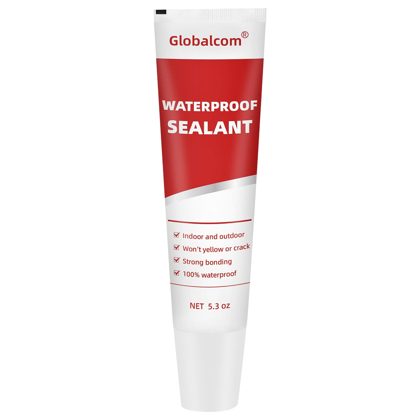 Globalcom Advanced Silicone Caulk for Kitchen & Bathroom Waterproof Silicone Sealant for Interior and Exterior Use, Stronger Adhesion Shrink & Crack Proof - 5.3 oz White
