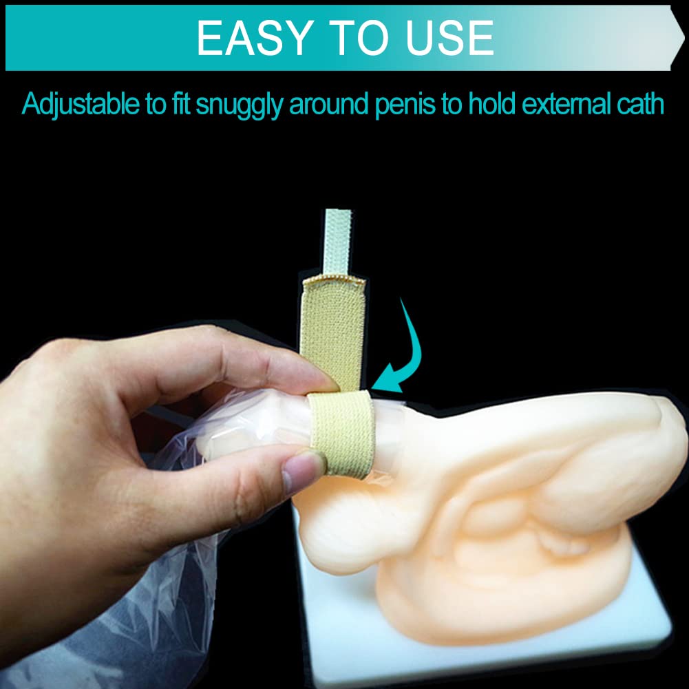 Male External Catheter Strap Leak Free Penile Clamp Fully Adjustable Urinary Sheaths Fixer Band for Prostate Surgery Prostatectomy Reusable Washable Incontinence Supplies(Pack of 10)