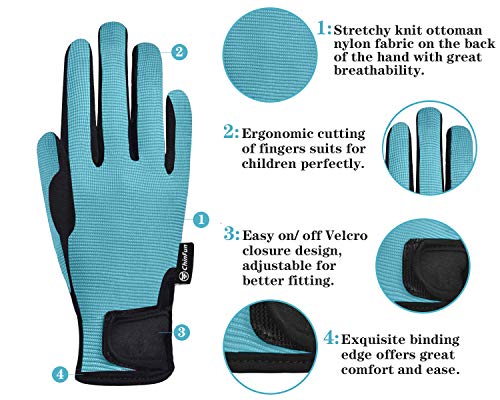 ChinFun Horse Riding Glove Equestrian Gloves Kids for Boys Girls Horseback Riding Gloves Grip for Youth Children Riding Sp...