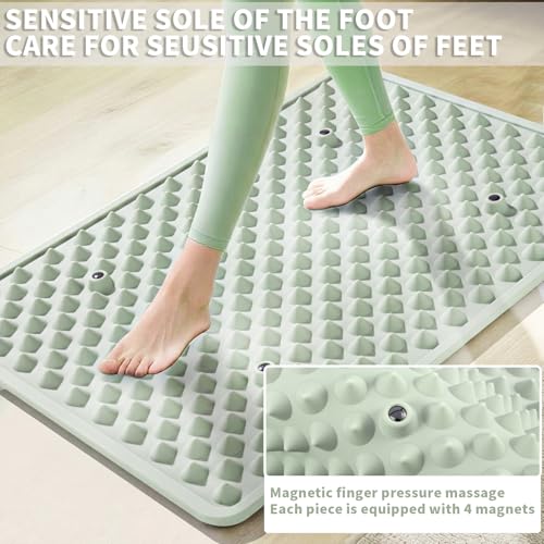 HWXQJJHONEY Portable Feet Acupressure Mat,Foldable Silicone Foot Massager Mat with Dual-Side Usage,Pressure Point Massage ...