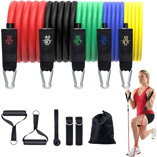 Resistance Bands, Simmgud Exercise Bands Set with Handles, Work Out Bands with Door Anchor, Ankle Straps for Strength Trai...
