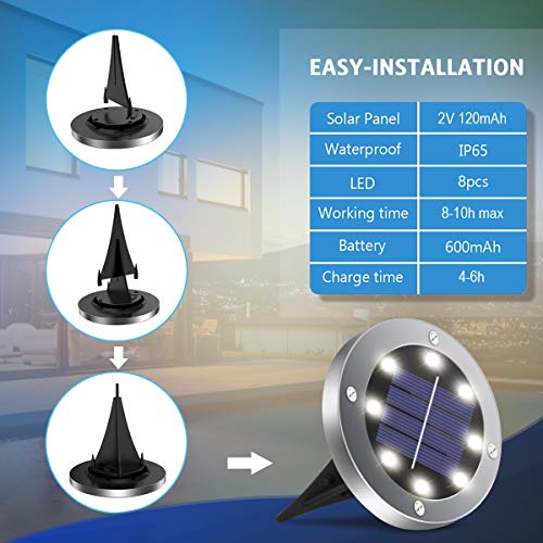 OULONGER Solar Lights Outdoor Waterproof,12Pack Durable Solar Ground Lights for Landscape Lighting, Decorative Disk Lights...
