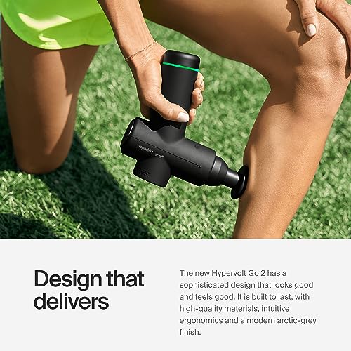 Hyperice Hypervolt Go 2 - Black - Featuring Quiet Glide Technology - Handheld Percussion Massage Gun - 3 Speeds, 2 Interch...