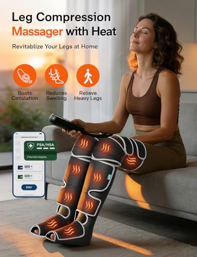 ALLJOY Leg Massager for Circulation and Pain Relief FSA, Gifts for Men Women Dad Mom, Leg Massager with Heat and Compressi...