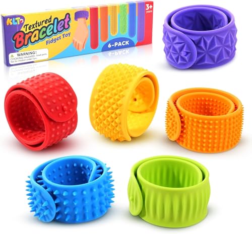 Sensory Fidget Toys for Kids: Textured Silicone Slap Bracelets 6 Pack, Stress Fidgets for Anxiety Autism ADHD, Wearable Se...