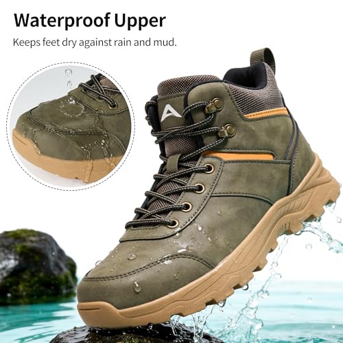 HARENCE Men's Waterproof Hiking Boots Lightweight Slip-Resistant Ankle Support for Trekking Walking