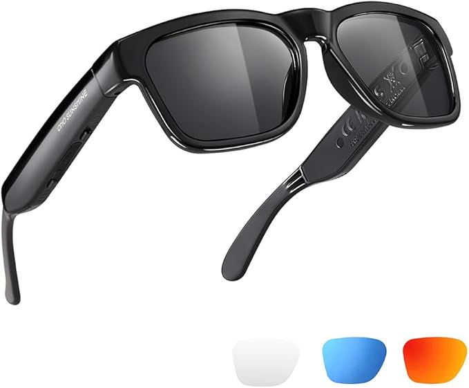 OhO Smart Glasses,Polarized Sunglasses with Bluetooth Speaker,Athletic/Outdoor UV Protection and Voice Control,Unisex(Grey...