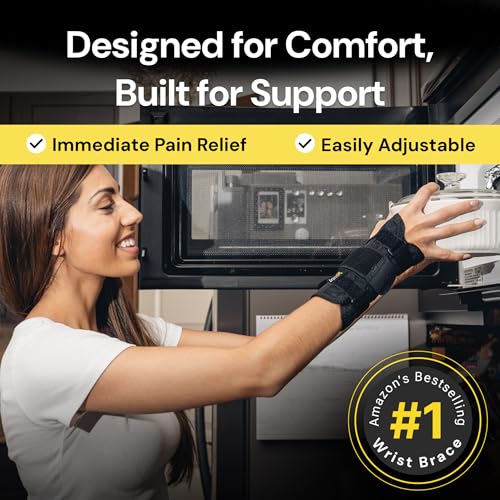 BraceUP Carpal Tunnel Wrist Brace for Men and Women - Metal Wrist Splint for Hand and Wrist Support and Tendonitis Arthrit...