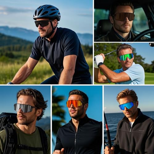 Ofwin Polarized Sports Sunglasses for Men Women UV Protection Cycling Bike Running Wrap Around Sun Glasses