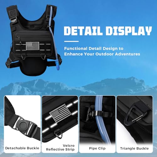 Running Hydration Vest with 2L Water Bladder， Lightweight Adjustable Hydration EDC Chest Pack for Men and Women, Water Bac...