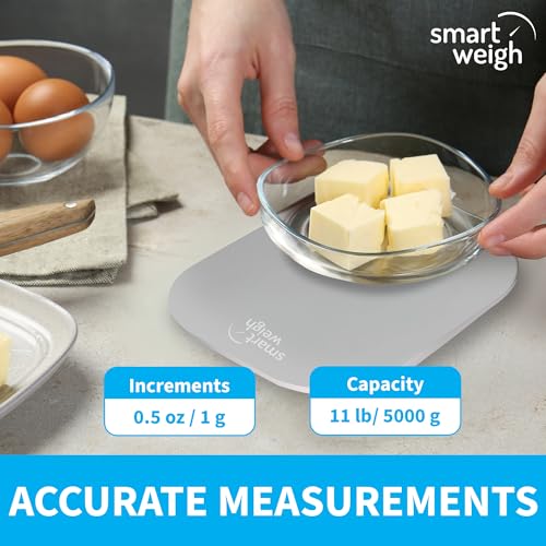 Smart Weigh Gray Digital Kitchen Scale for Cooking, Weight Loss, Calorie Tracking, Baking, Food Portion Control, and Meal ...