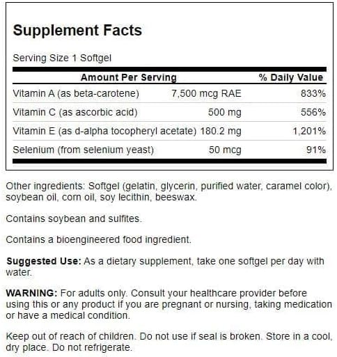 Swanson Vitamins A C E & Selenium - Promotes Cellular Health & Immune Support - Supports Natural Defensive Nourishment - (60 Softgels) (2 Pack)