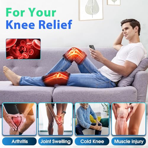 comrelax Knee Massager with Heat & Vibration, Heating Pad for Knee Pain Relief, Heating Pad for Leg Pain, Leg Massager, 3 ...