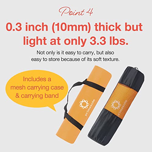 PRIMASOLE Yoga Mat Eco-Friendly Material 1/2 inch Non-Slip Yoga Pilates Fitness at Home & Gym 4 Colors with Carrying Case...