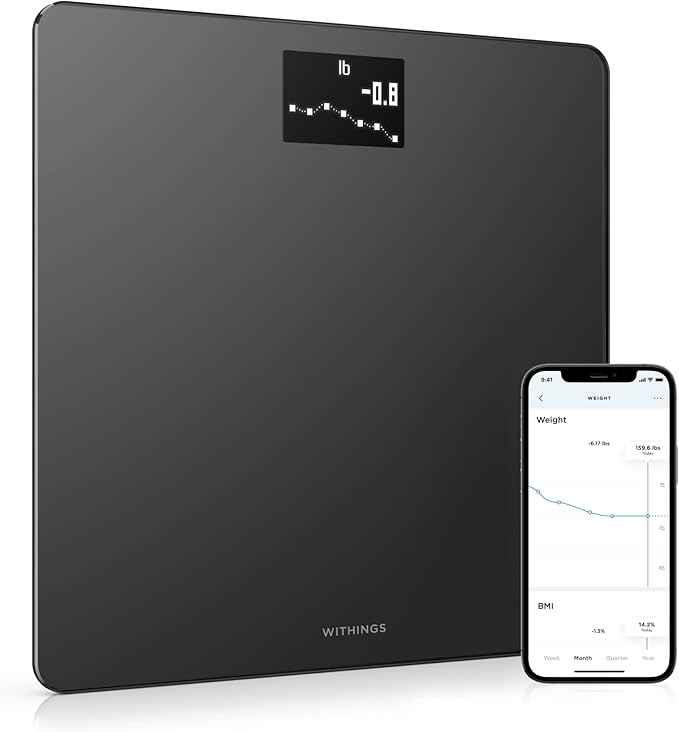 Withings Body - Digital Wi-Fi Smart Scale with Automatic Smartphone App Sync, BMI, Multi-User Friendly, with Pregnancy Tra...