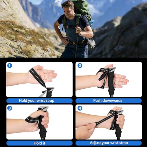Deepfeel Collapsible Trekking Pole Adjustable Hiking Pole - Aluminum Alloy 7075 Walking Stick with Telescopic & Foldable T...