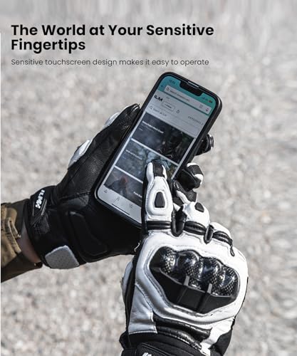 ILM Air Flow Leather Motorcycle Gloves Touchscreen for Men and Women Model-GRC01 (M, White)