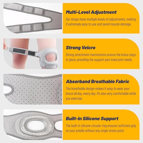 Knee Brace for Women & Men - Adjustable Support with Side Stabilizers & Patella Gel Pad - Relief for Meniscus Tear, Arthri...