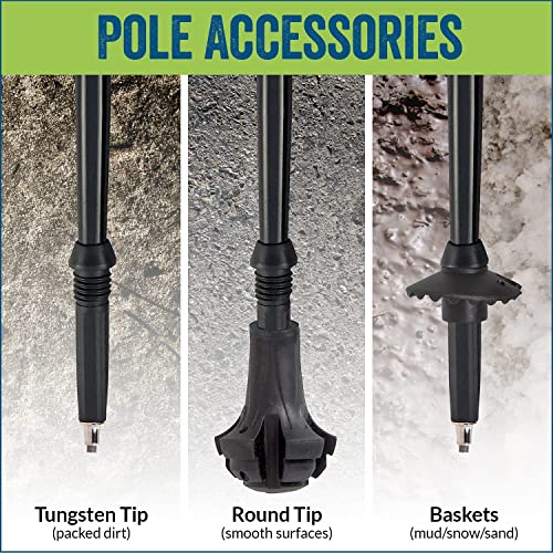 York Nordic Ultralight Folding Walking Poles - Travel Ready - with Rubber Feet, Baskets, and Bag