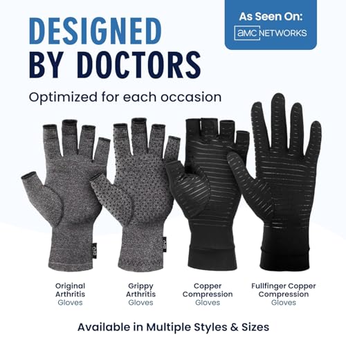 Dr. Frederick’s Original Arthritis Compression Gloves for Women & Men - Doctor-Developed Fingerless Hand Support for Arthr...