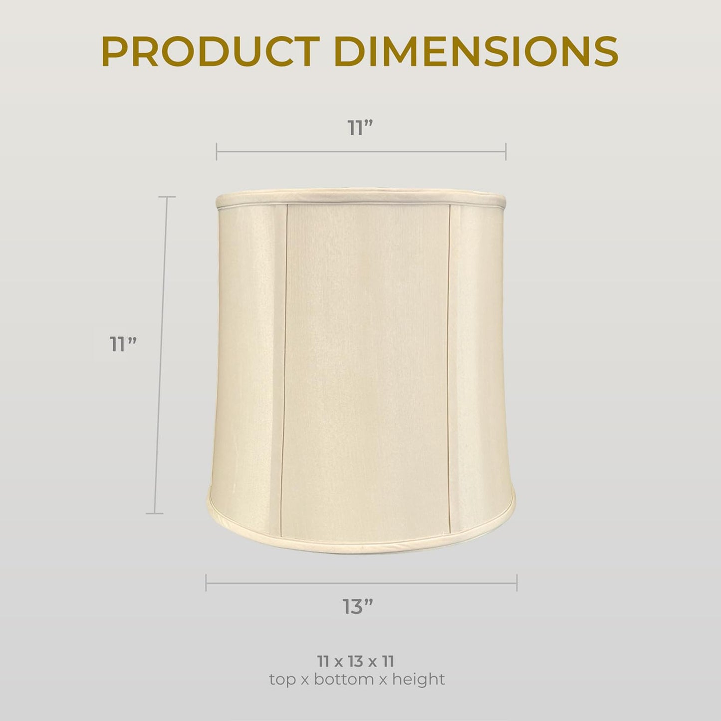 Royal Designs, Inc. Drum Lamp Shade, Faux Silk, 11 x 13 x 11, Beige, Model BS-719-13BG-2, 2-Pack