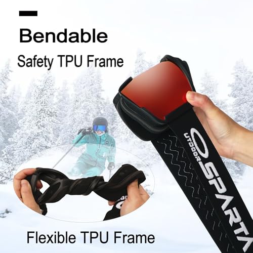 OUTDOORSPARTA Adult Ski Goggles- Helmet Compatible Ski Goggles for Men & Women with 100% UV Protection