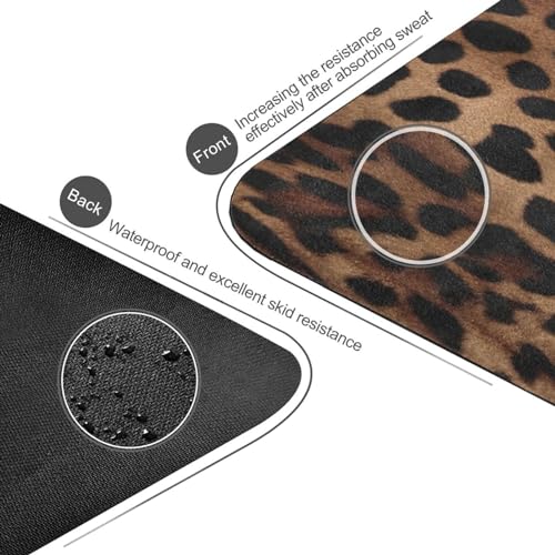 Leopard Print Yoga Mat Non Slip Natural Rubber Fitness Exercise Mat for Home Workout Gym Stretching Pilates Mats with Carr...