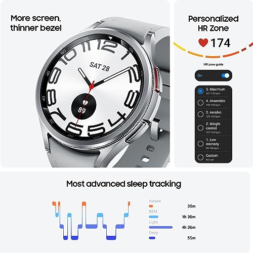 Samsung Galaxy Watch 6 Classic 47mm LTE Smartwatch, Rotating Bezel, Fitness Tracker, Personalized HR Zones, Advanced Sleep...