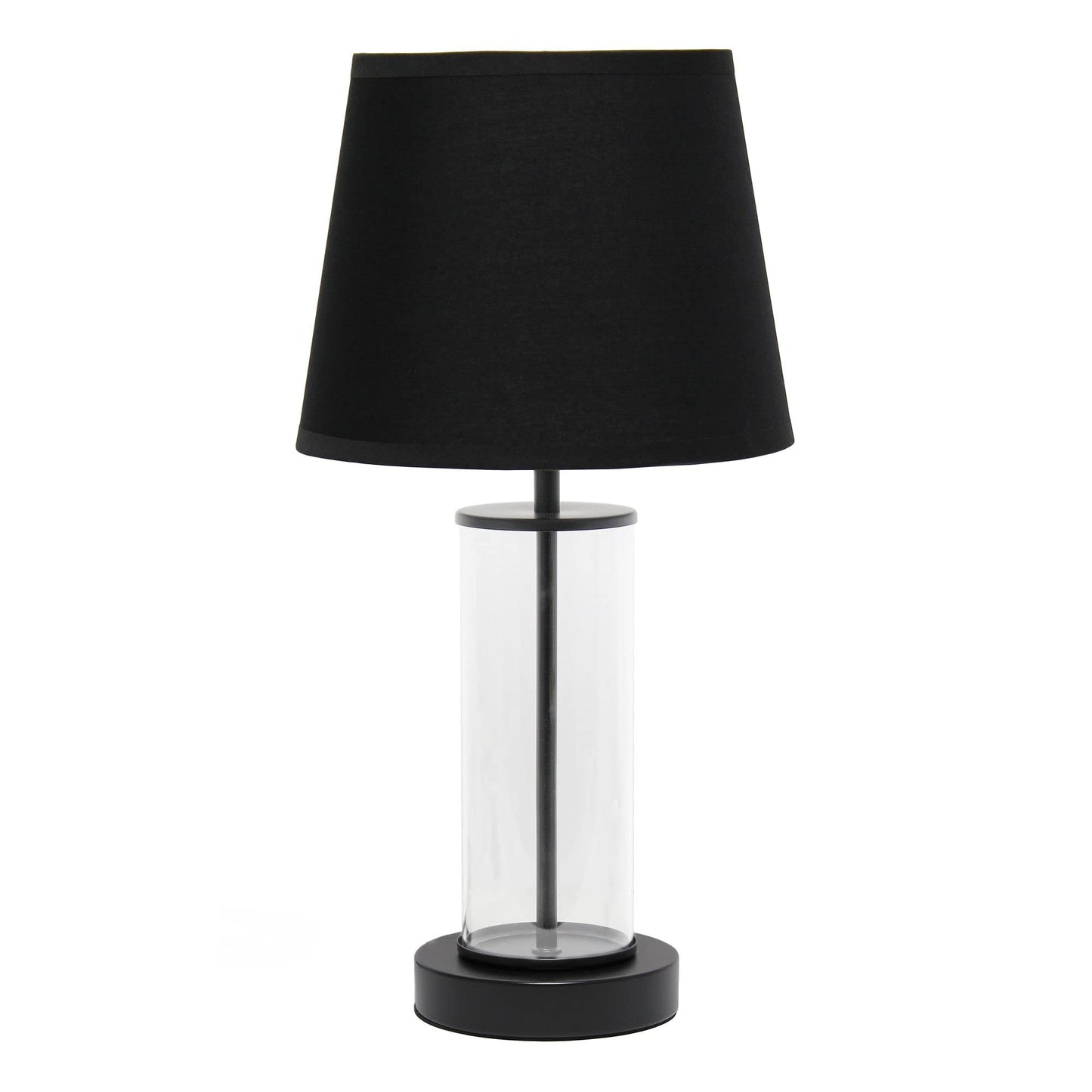 Simple Designs LT2081-BOB Coastal Bedside Table Lamp, Black Base, Black Shade, Glass, 8.66inL x 8.66inW x 16.93inH