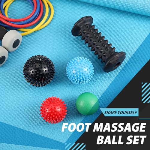 Lewtemi Massage Ball and Foot Roller, 3-in-1 Set with Spiky Ball Lacrosse Balls Massage Roller Carrying Bag, Foot Massager...