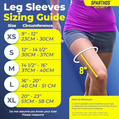 Sparthos Full Leg Compression Sleeves - Brace for Calf, Knee and Thigh, Recovery, Support Pain Relief for Sports Shin Spli...