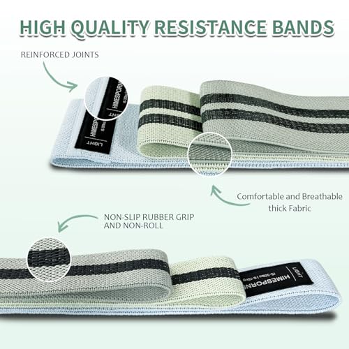 HIMESPORNER 9 PCS Fabric Resistance Bands Set for Working Out, Non-Slip Exercise Booty Bands for Women & Men Leg and Glute...