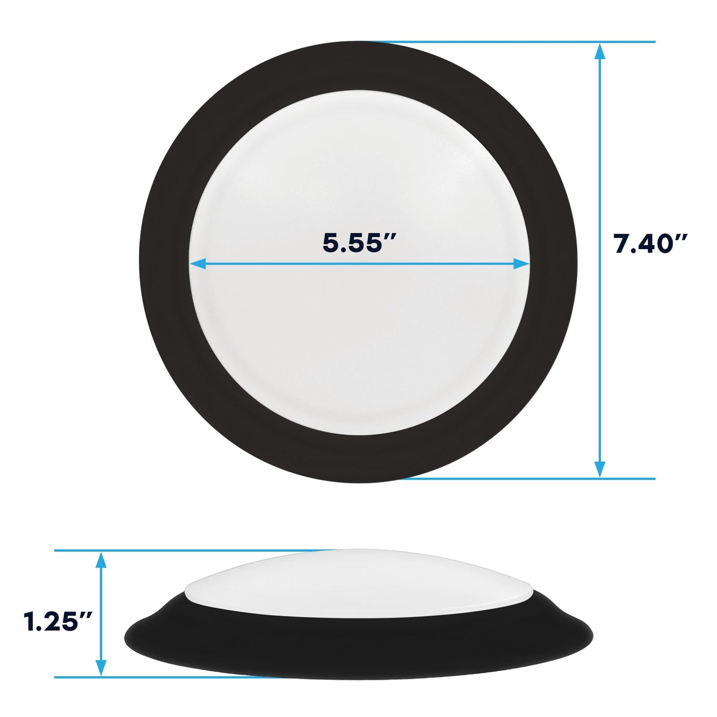 Luxrite 6 Inch Led Disk Light - Dimmable Flush Mount, 12.5W, 1000Lm, 5Cct, Black, Damp Rated, Model Lr238