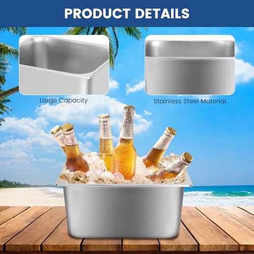 2 Pack Ice Bucket for Freezer,Freezer Ice Bin (large),Ice Buckets for Parties,Champagne Bucket,Stainless Steel Ice Bin for...