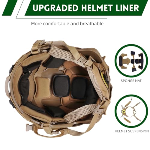 ClrfZebr Tactical Helmet with Headset,4in1 Upgraded Adjustable with Helmet Cover for Airsoft Cosplay Military Tactical Gear