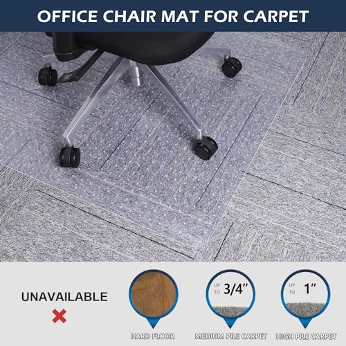 Chair Mat for Carpet, SALLOUS 46" x 60" Office Chair Mat for Carpeted Floors, Heavy Duty Vinyl Floor Mat with Grips, Floor...