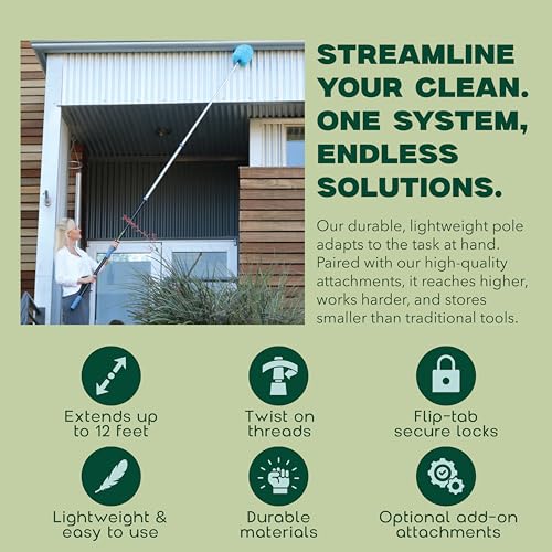 EVERSPROUT Pro Pole, 5-to-12 Foot Heavy Duty Extension Pole (3-Stage), Lightweight Anodized Aluminum, Telescoping Pole - F...