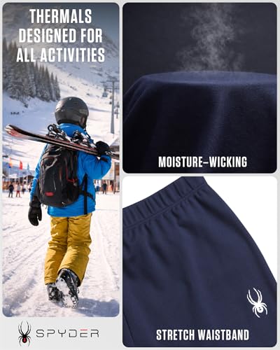 Spyder Kids Thermal Underwear Set - 2 Piece Moisture Wicking Insulated Girls Boys Thermal Set Base Layer Long Johns for Kids
