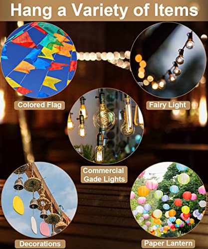 Queension 10FT Ground Base String Light Poles for Outdoor String Lights for Garden, Backyard, Patio Lighting Stand for Par...
