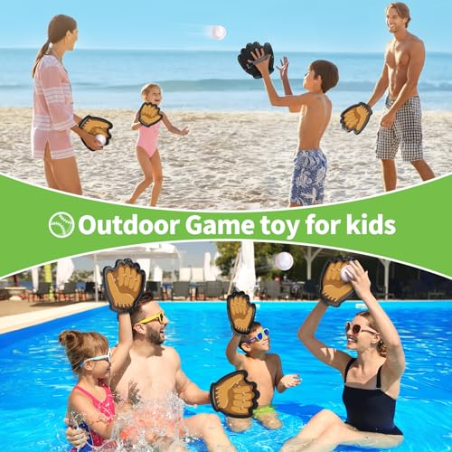 SpringFlower 4 Pack Catch and Toss Ball Game,Toddler Baseball Catch and Toss Ball Set,Outdoor Sport Yard Beach Pool Game T...