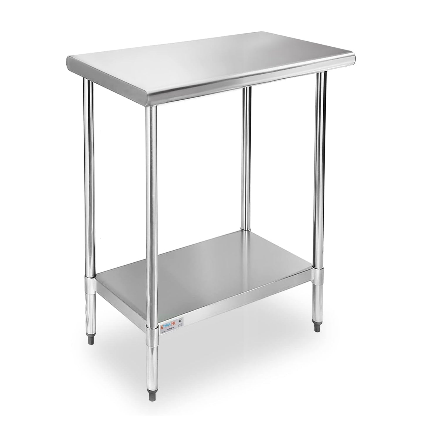 STABLEINK NSF Stainless Steel Table, 30 x 18 Inches Small Metal Prep & Work Table with Adjustable Undershelf, for Commercial Kitchen, Restaurant, Hotel and Garage