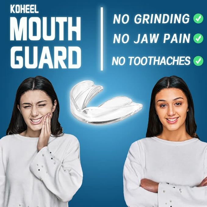 KOHEEL MG Moldable Mouth Guard for Teeth Grinding and Clenching, Perfect Fit Night Guard, Dental Guard for Bruxism Relief, 4 Count (2 Large & 2 Small)